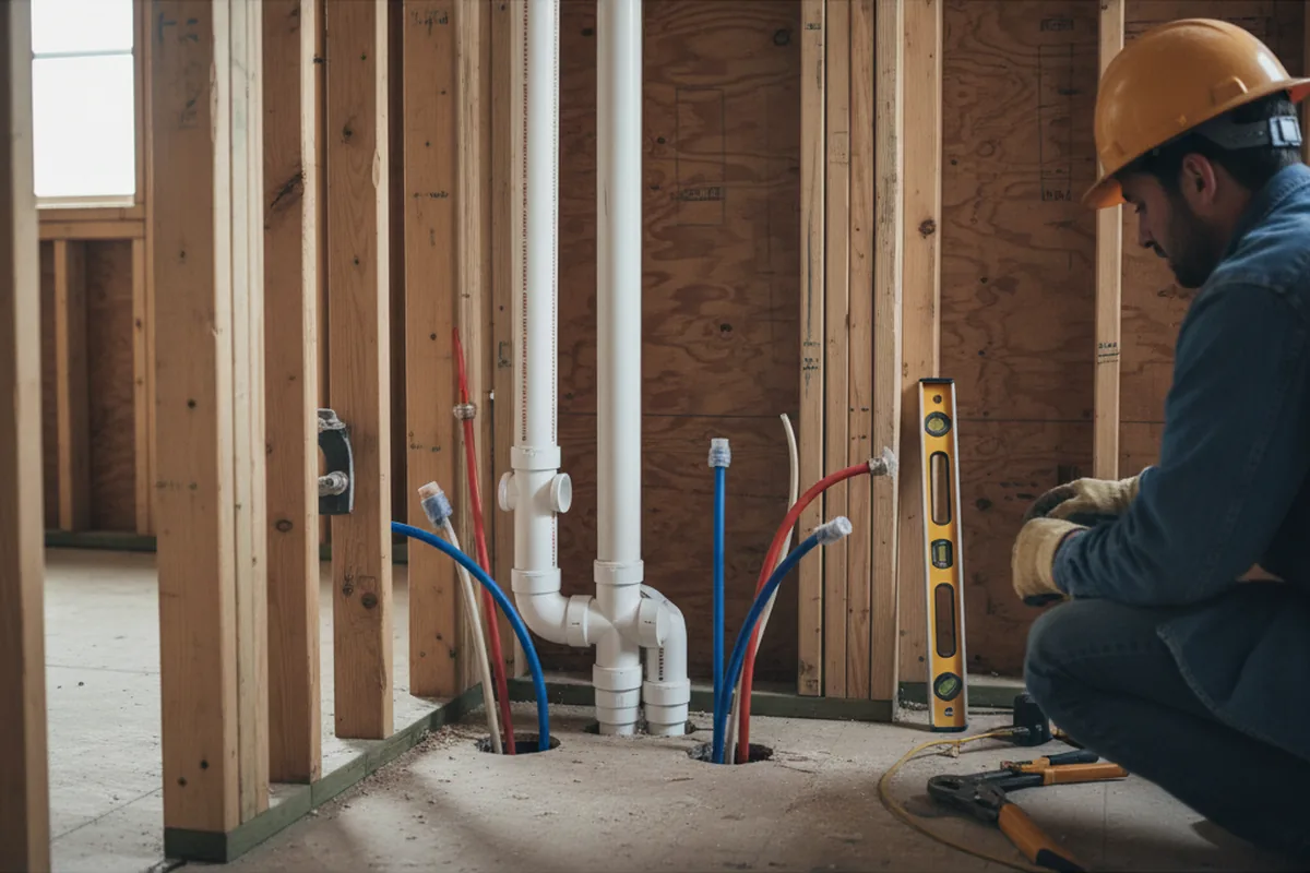 Drain and supply rough-in during Leak Detection in Asheboro