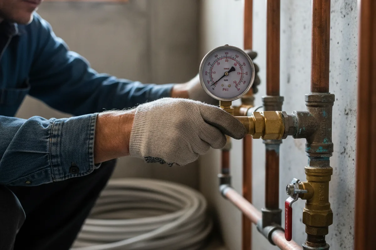 Pressure testing a repaired line during Water Line Repair in Asheboro